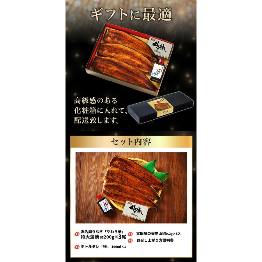 浜名湖うなぎ 特大蒲焼 やわら華 約200g×3尾 国産 静岡産 無添加 ふっくら柔らか めすうなぎ 送料無料_16