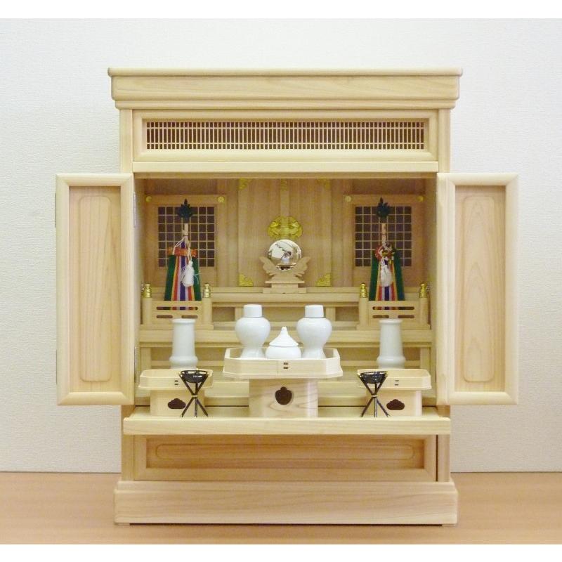 神徒壇 祖霊舎 桧製 国産 25号 板戸 神具一式付 上置祖霊舎 上置神徒壇 小型神徒壇 小型祖霊舎 御霊舎 神棚 神具 祭壇宮　　　_6