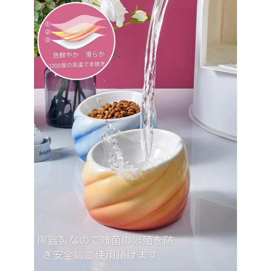 ICEペット食器 陶器 15°傾斜 斜め 猫食器 餌皿 ペット用品 猫用 陶磁器