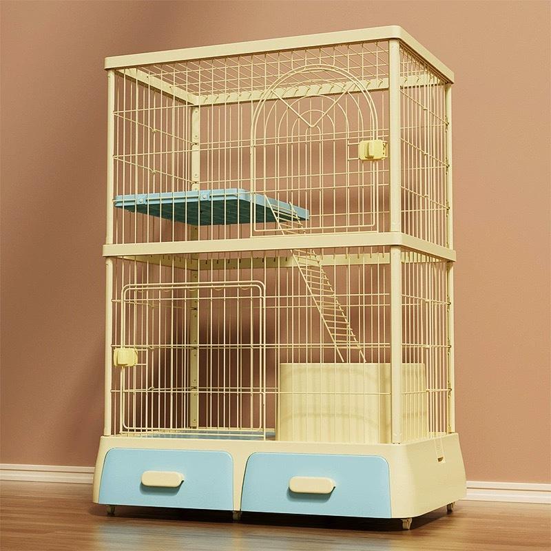 新品　キャットケージ　ケージ　ゲージ　2段　トイレ付き　コーヒー　猫用品 wannyan_7262379