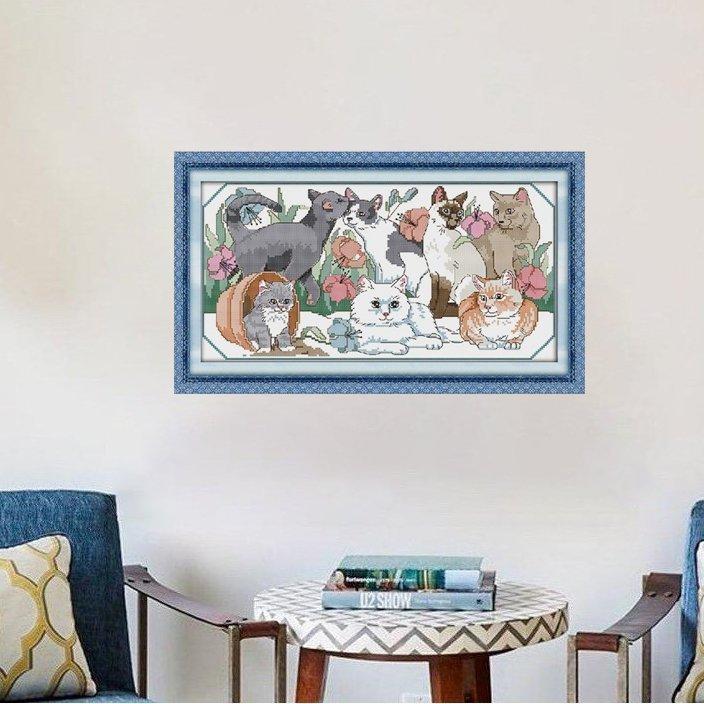 刺繍 キット クロスステッチキット ネコ 猫 ねこ 図案 図案印刷 初心者 簡単 かわいい おしゃれ 壁アート 壁装飾 部屋飾り 飾り  cxy28-ss :cxy28-ss:HappyDays - 通販 - Yahoo!ショッピング
