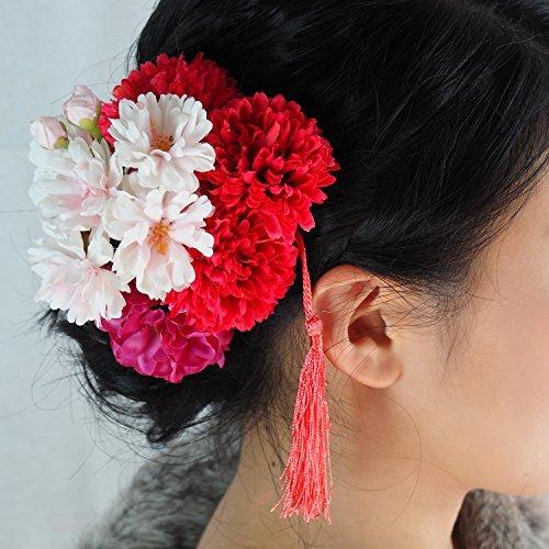 人気ブランド 髪飾り かみかざり レッド 七五三 浴衣 袴 成人式 入学式 卒業式 Uピン 高級造花 着物 和装 サクラ 桜 かんざし 髪飾り Demolition Training