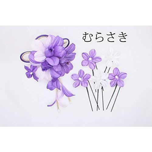 正規品 クリップ さがり付き 揺れる 花びら 蘭 髪飾り 和装 鎌倉工芸 Uピン むらさき レディース セット バレッタ Www We Job Com