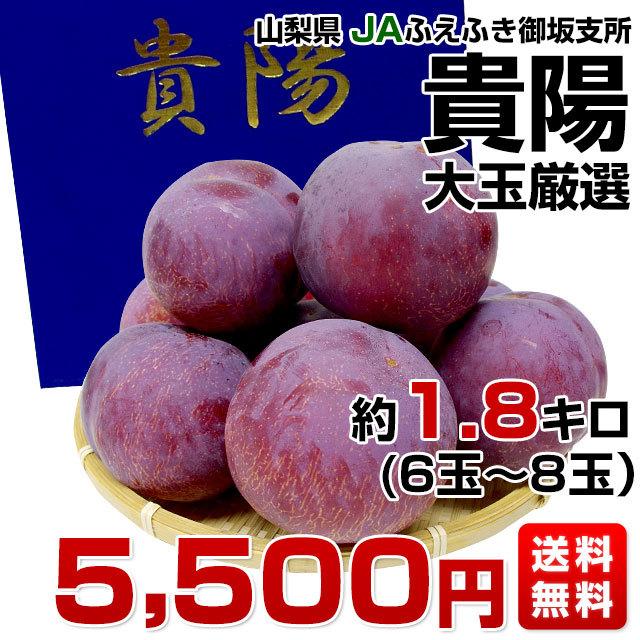 山梨県より産地直送 JAふえふき御坂支所 貴陽 約1.8キロ (6玉
