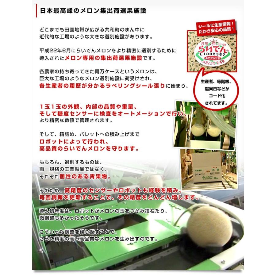 北海道より産地直送 JAきょうわ らいでんメロン 赤肉 秀品 超大玉 8