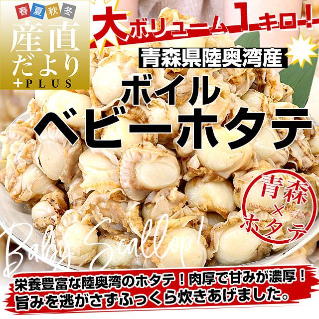 青森県陸奥湾産 ボイルベビーホタテ 1キロ MからSサイズ（100粒から150粒） 送料無料 帆立 ほたて 帆立貝 |  | 01