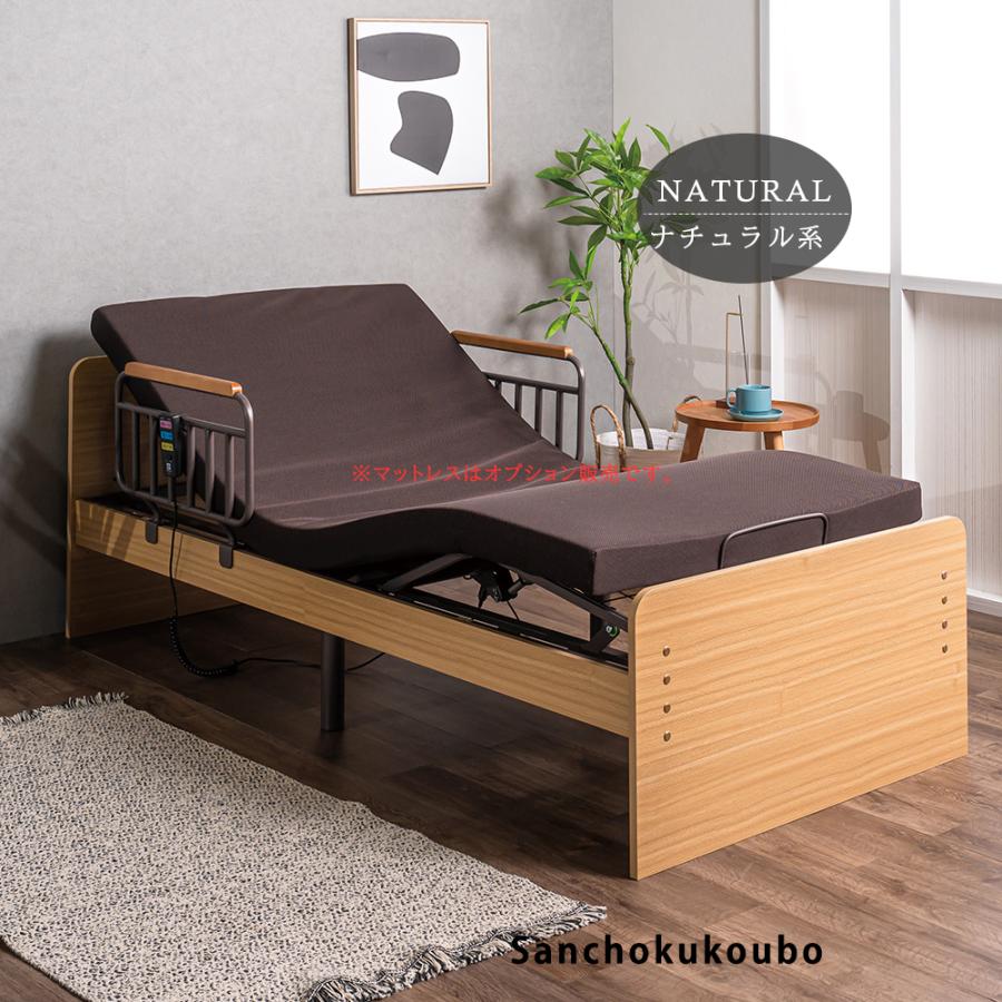 1202 介護ベッド 電動リクライニングベッド 手すり 2本付 フラップ