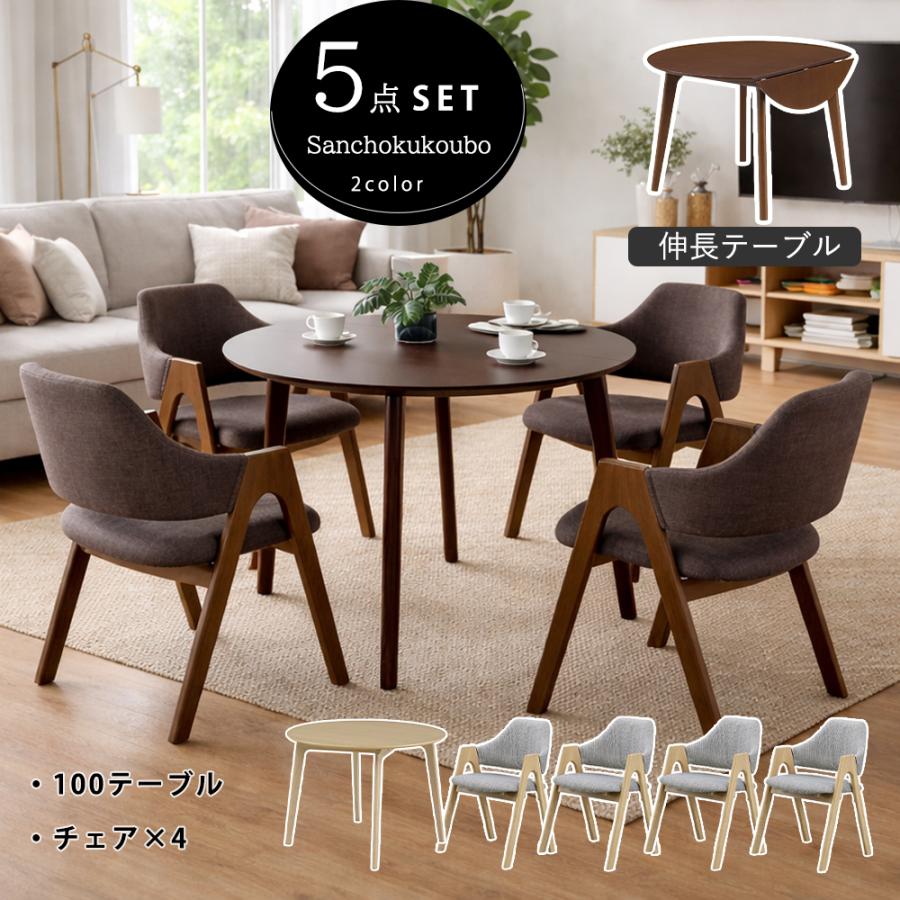 DNT-2 5点セット 110伸長テーブル + チェア4脚 セット販売 食卓5点