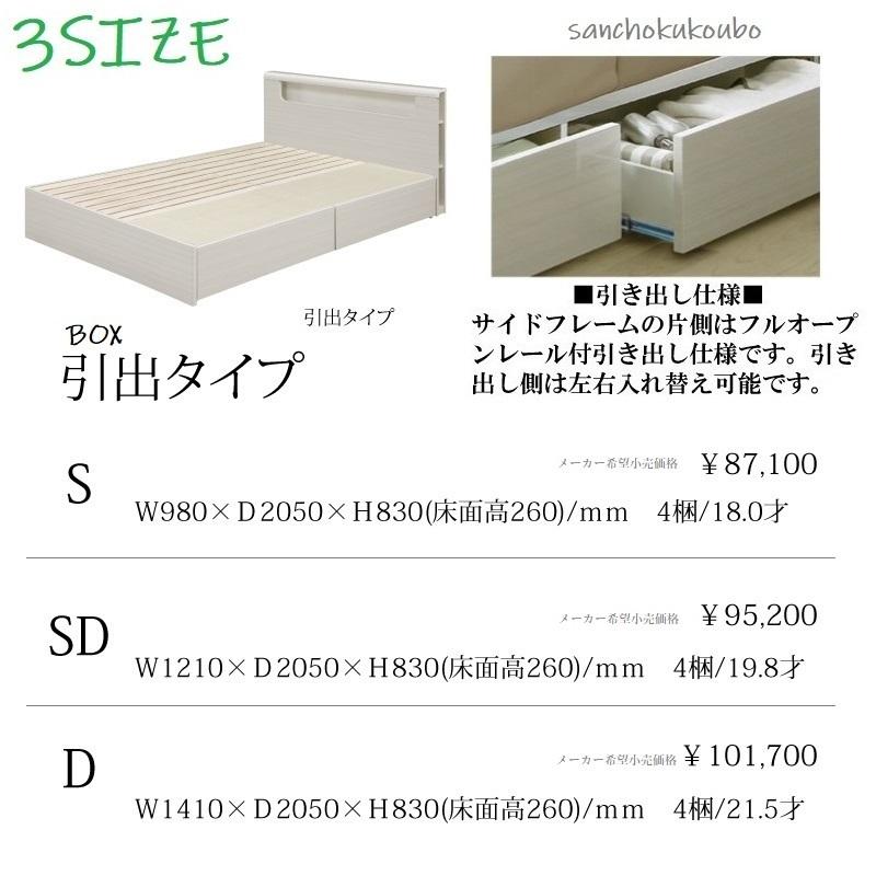 RNT SDセミダブルベッド本体 BOX 引き出し 正規ブランド ハイグロス ホワイト 光沢 宮タイプ コンセント2口付 PR stasia sd bed 桐スノコ  ataner P=10｜sanchokukoubo｜07