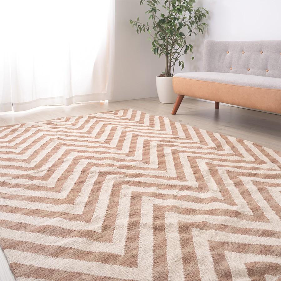 ラグ 1.5畳 ホットカーペットカバー おしゃれ 130 × 190cm 長方形 綿 コットン 100% 幾何学 シェブロン キザキザ 柄 畳める コンパクト 北欧 新生活