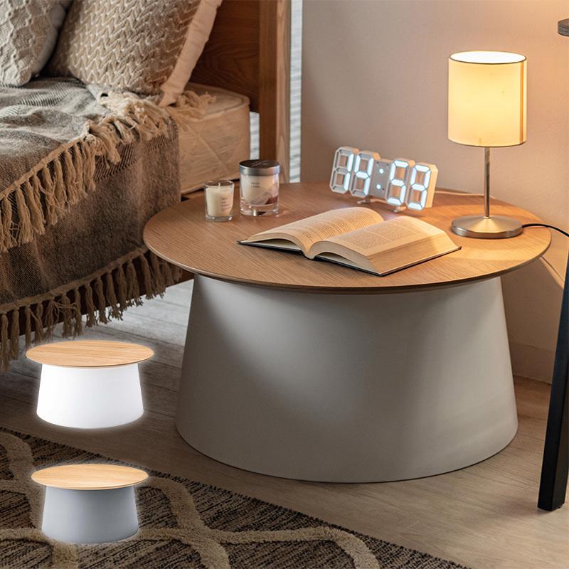 サイドテーブル おしゃれ 69cm 円形 円柱 天然木 木製 ソファサイド