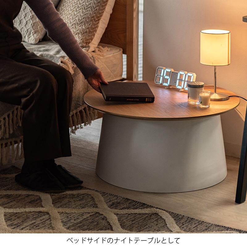 サイドテーブル おしゃれ 69cm 円形 円柱 天然木 木製 ソファサイド