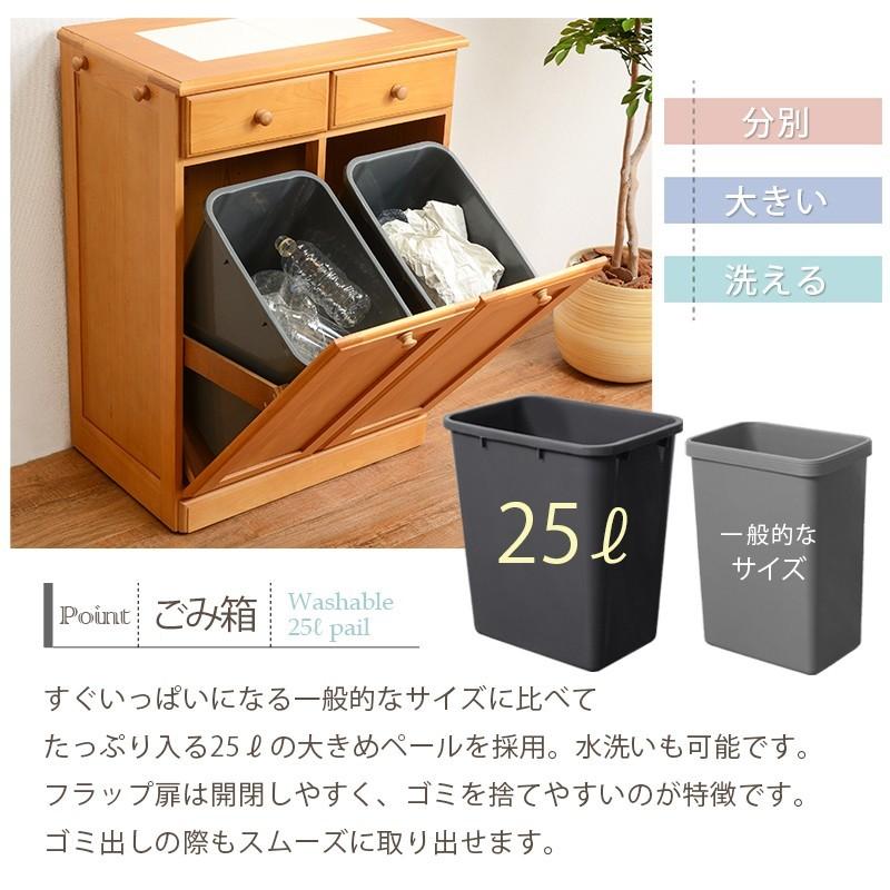 ゴミ箱 分別型 ダストボックス 完成品 2分別 袋が見えない 天板 タイル