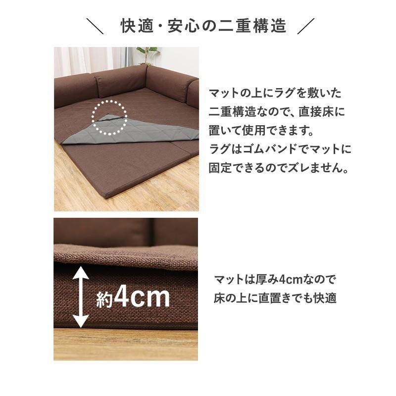 こたつ ソファ ローソファ コーナー セット L字 型 220cm コタツ用 フロアマット ラグマット キッズスペース ローソファー おしゃれ ...