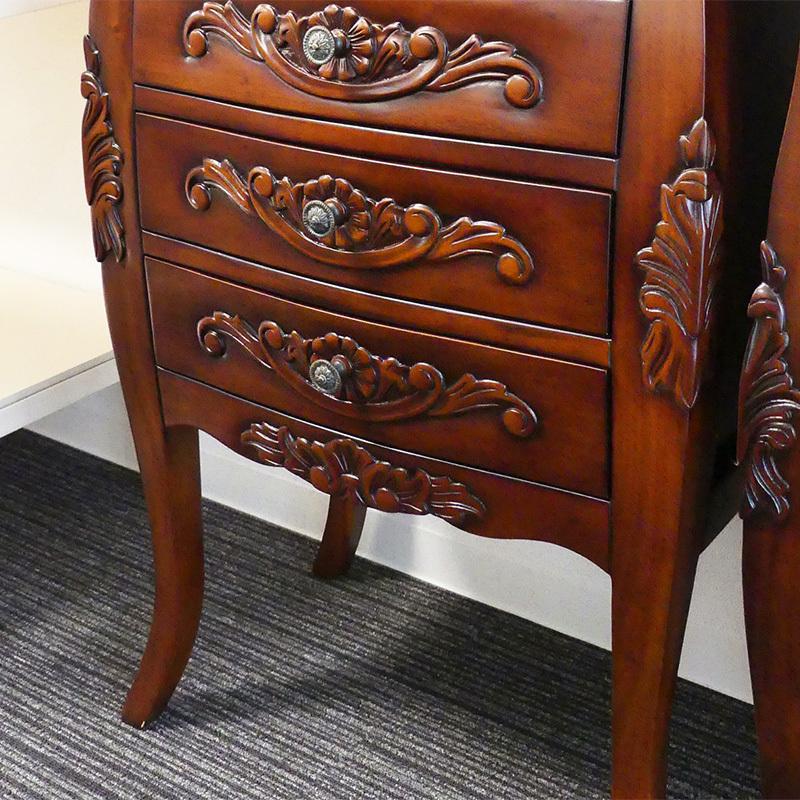 クラシック 猫脚チェスト 4段 木製 マホガニー調 引出し収納 アンティーク調 チェスト 木製 無垢 家具 アンティーク おしゃれ 収納チェスト
