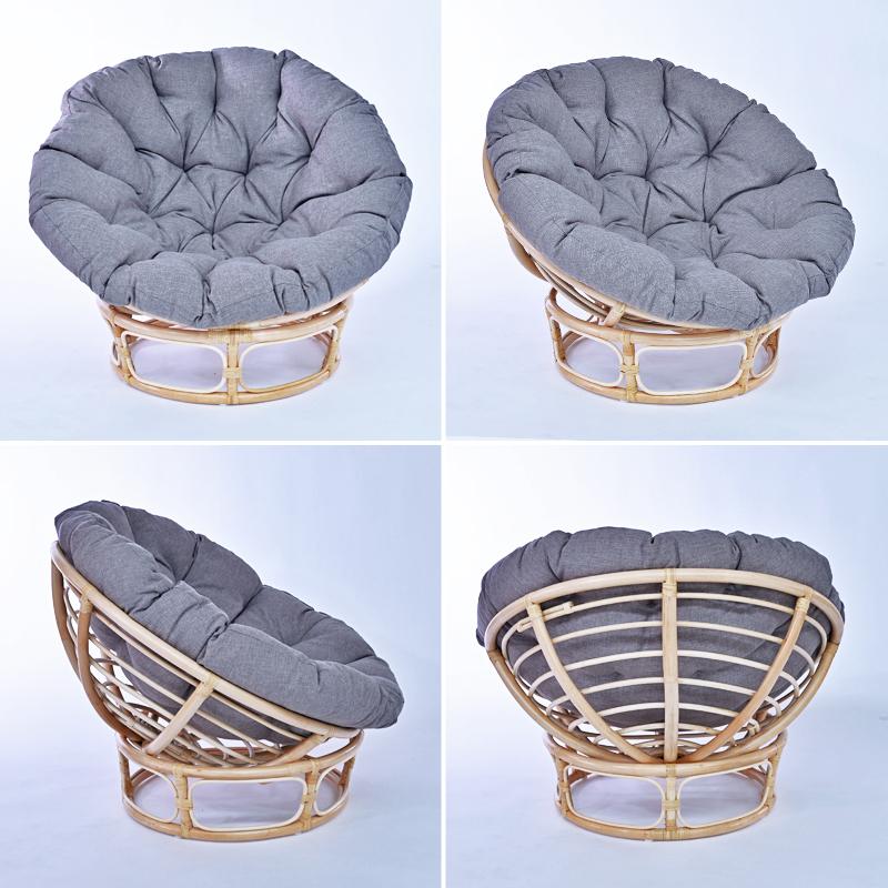 【美品送料込】籐ラタンフレーム パパサンチェア リラックスチェア パーソナルチェア ラタン リラックスチェア ナチュラル クッション