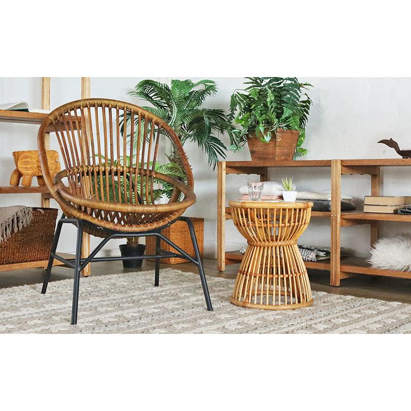 サイドテーブル ガラステーブル おしゃれ ラタン 籐 ナイトテーブル