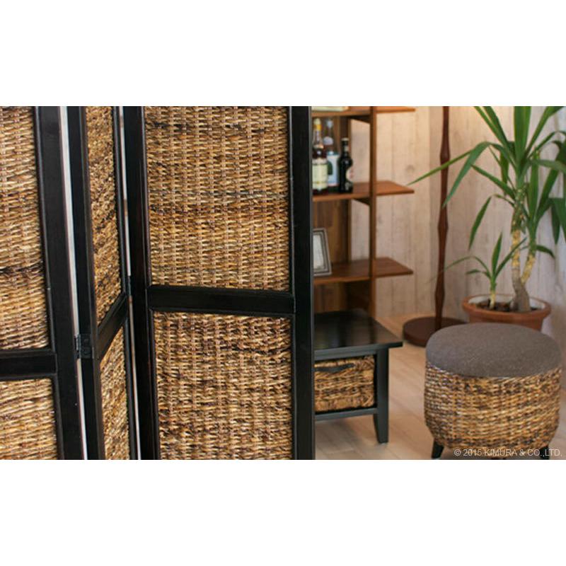 衝立 バナナリーフ ラタン 籐 スクリーン 4連 パーテーション 南国