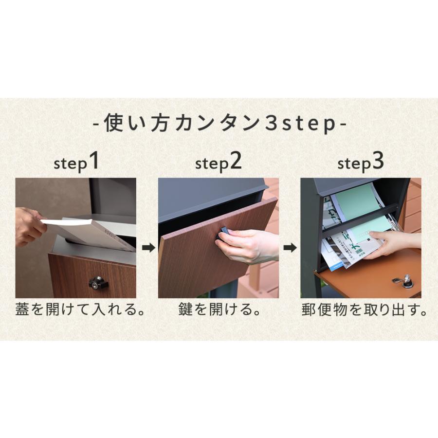 ポスト スタンド おしゃれ スチール 鍵付き 角2 ネコポス 対応