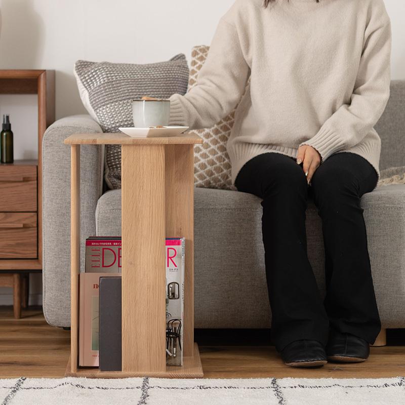 サイドテーブル おしゃれ マガジンラック 収納 木製 天然木 ソファ