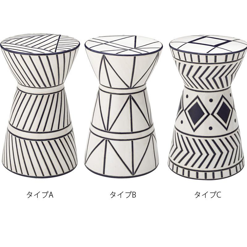 玄関 スツール 屋内 屋外 陶器 花台 フラワーベース トライバル 椅子