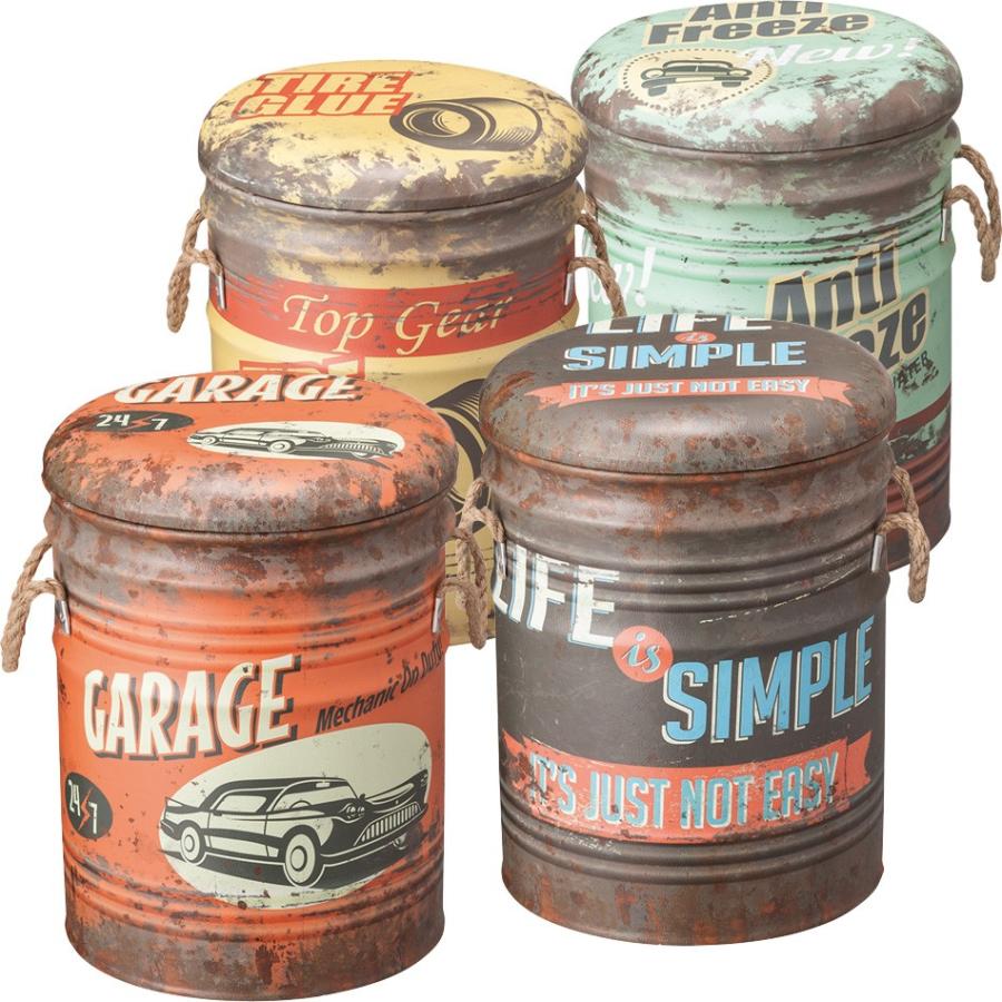 スツール おしゃれ オットマン ペール缶 収納 蓋 椅子 チェア