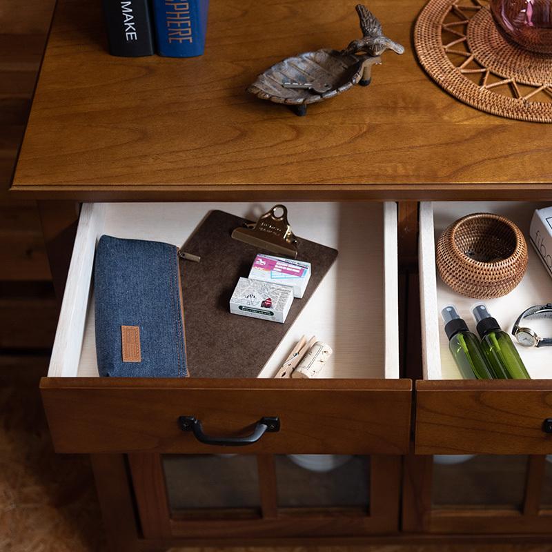 ガラス キャビネット 食器棚 おしゃれ リビング 収納 木製 天然木 幅