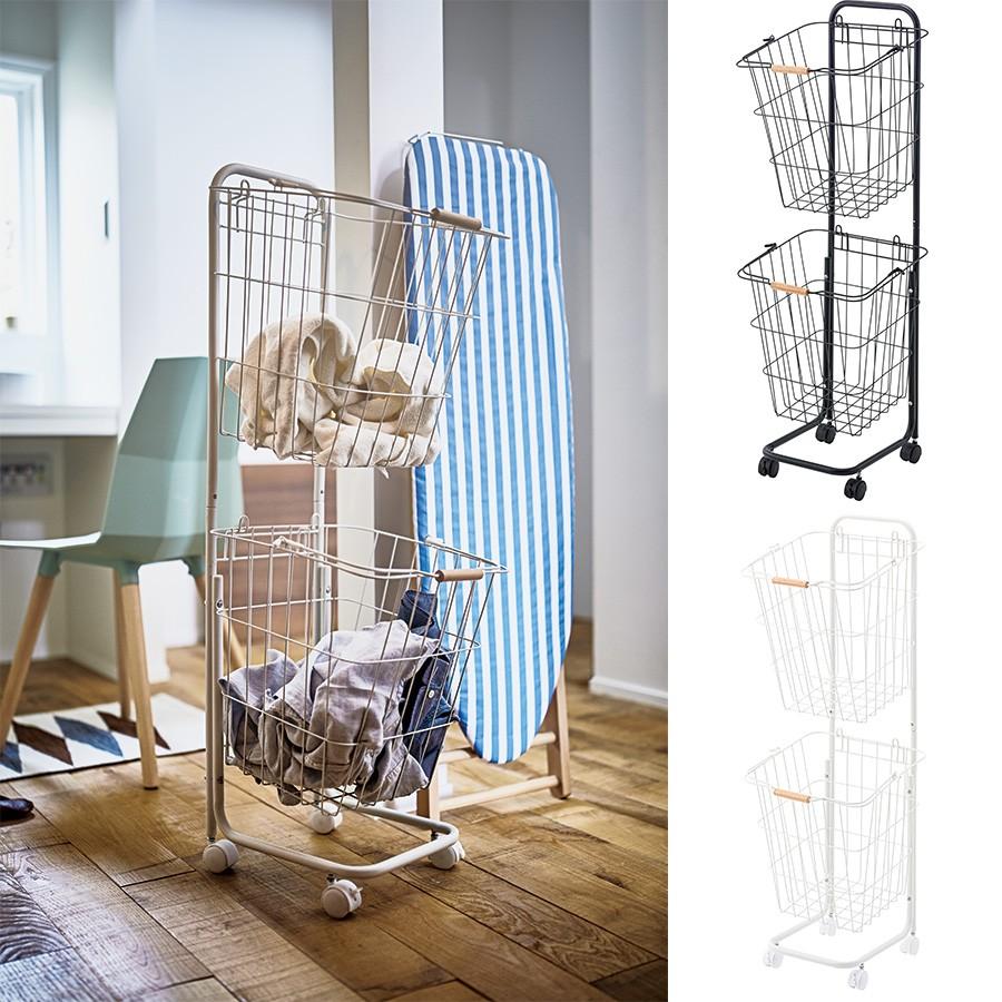 ランドリーワゴン 洗濯カゴ ランドリーラック おしゃれ キャスター付 2段 2分別 大容量 すきま収納 隙間収納 幅 37cm ランドリーバスケット 新生活 Az 1 Lfs Sancota Interior 通販 Yahoo ショッピング