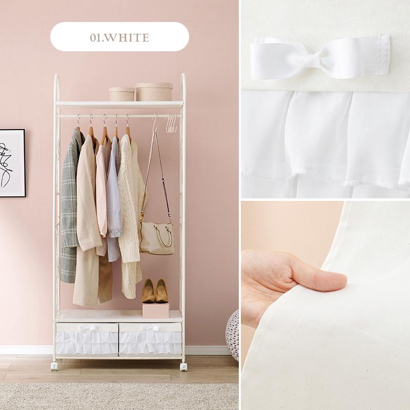 ハンガーラック チェスト 収納 引出し 2杯 キャスター 付き おしゃれ