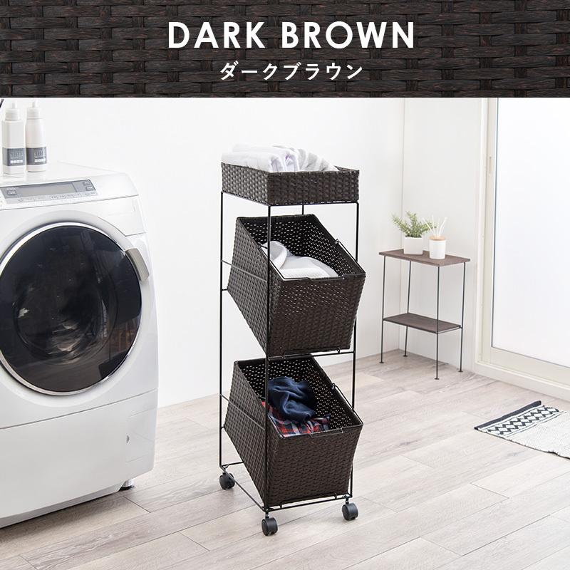 ランドリー ワゴン バスケット 2個 分別 棚付き すきま収納 キャスター