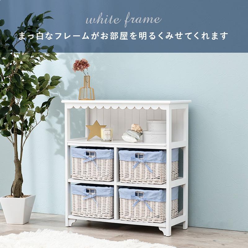 サイズ、デザインオーダー可！４段キャビネットラック●シャビーホワイト●受注製作 オープンラック 棚 シェルフ お しゃれ かわいい キャビネット