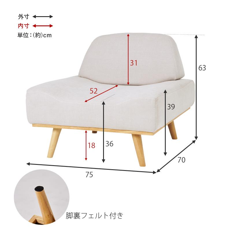ソファ 1人がけ 1人掛け おしゃれ 幅135 ローソファ ファブリック 北欧