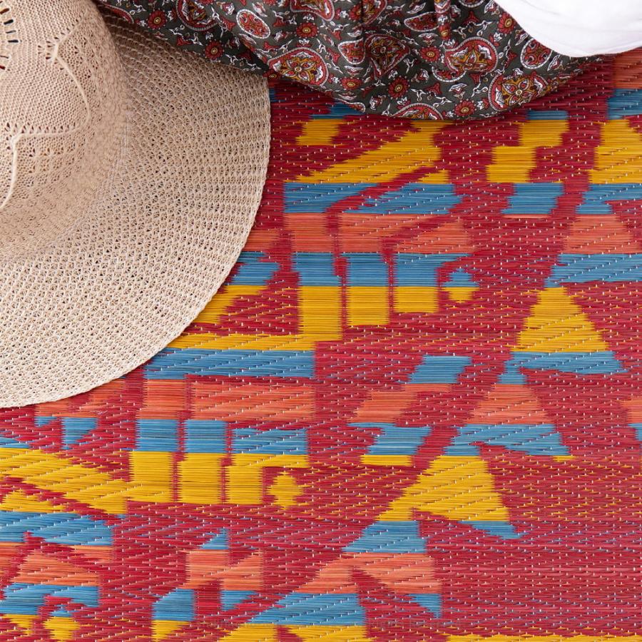 い草 ラグ 円形 丸 い草カーペット 180cm ナチュラル アステカ 柄 幾何