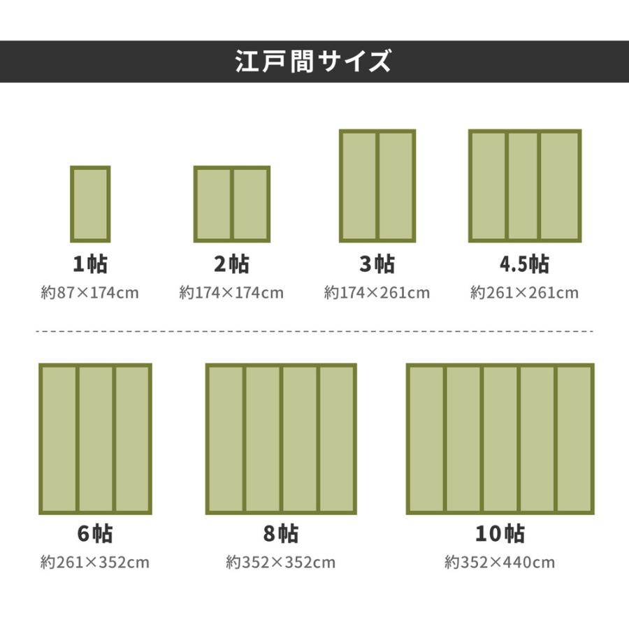 畳 上敷き い草 ござ カーペット 江戸間 8畳 五八間 約352×352cm 抗カビ 撥水 消臭 和モダン 敷き詰め おしゃれ ゴザ 和風 イグサ 双目織｜sancota｜08