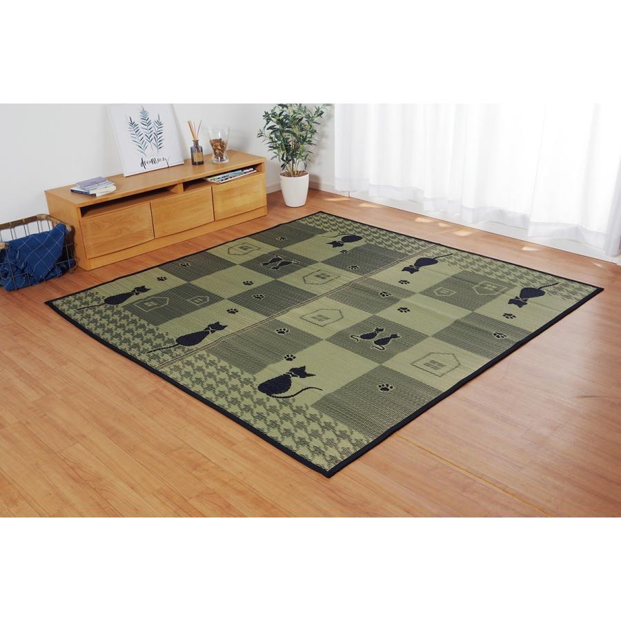 い草 ラグ カーペット ござ 3畳 約 191×250cm おしゃれ 黒猫 い草 ラグ カーペット ござ 3畳 約 191×250cm おしゃれ 黒猫