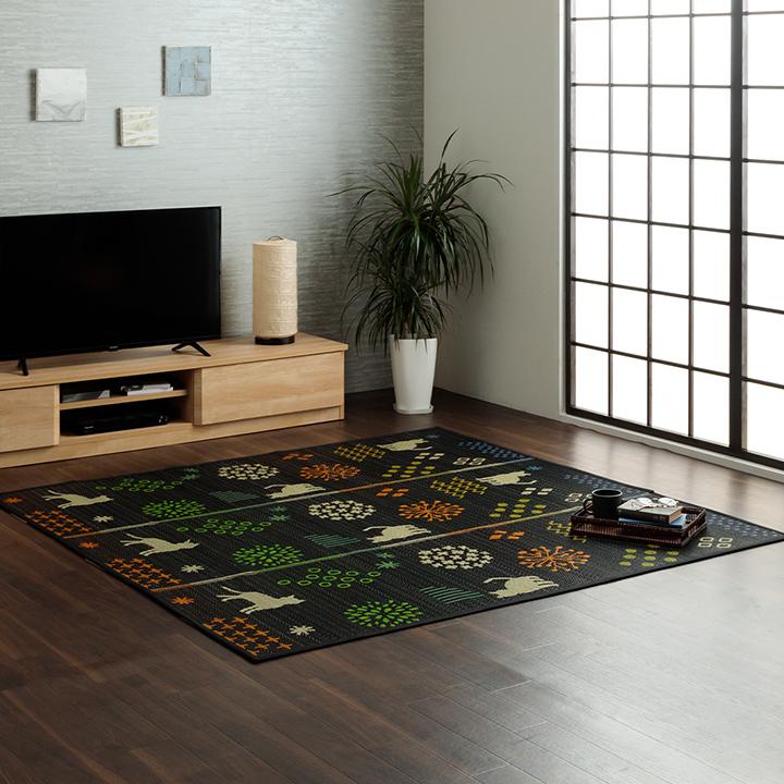 い草 ラグ カーペット ござ 3畳 約 180×240cm おしゃれ ネコ 猫 い草 ラグ カーペット ござ 3畳 約 180×240cm おしゃれ ネコ 猫