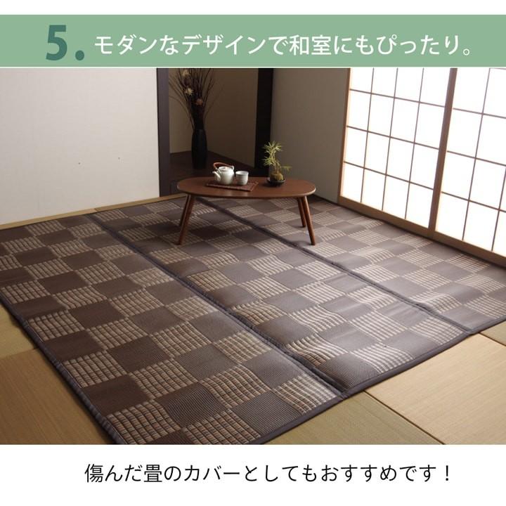 国産 い草 風 ラグ カーペット 江戸間6畳 261×352cm クッション ペット