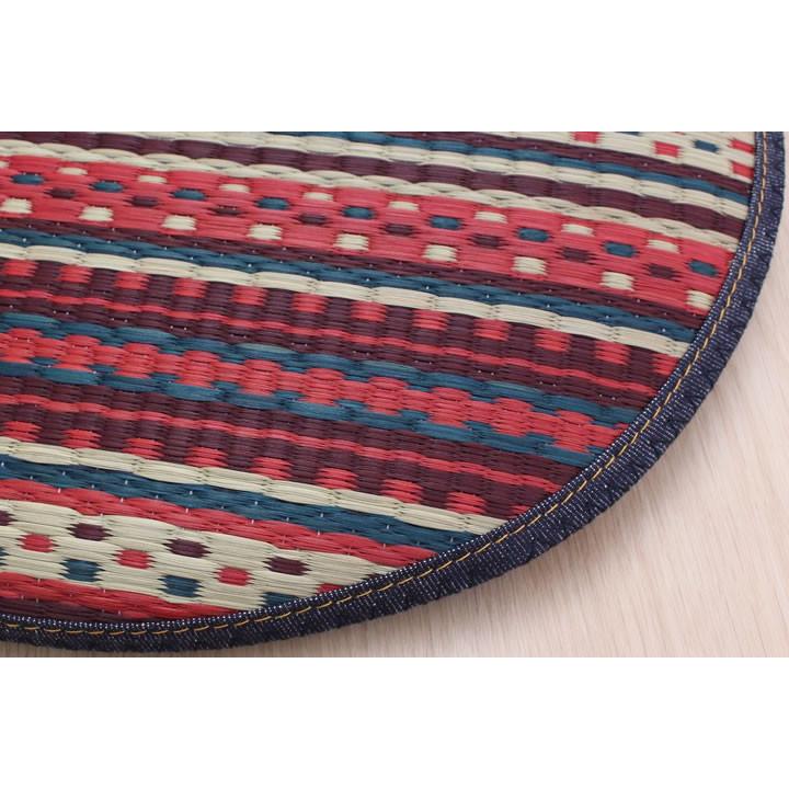 チェアパッド 夏 丸 い草 デニム おしゃれ チェアマット 円 38 cm 国産