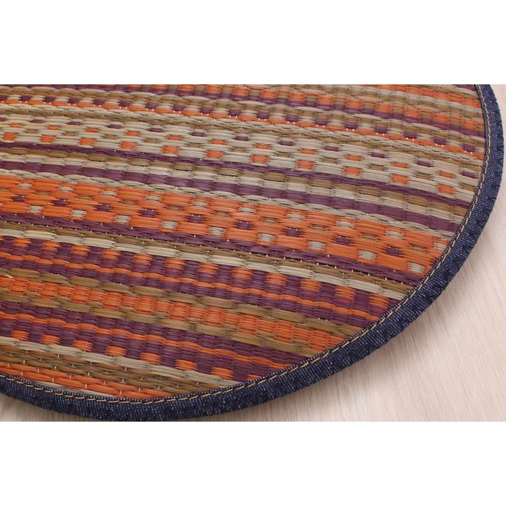 チェアパッド 夏 丸 い草 デニム おしゃれ チェアマット 円 38 cm 国産