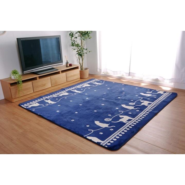 ラグ 2畳 ホットカーペット カバー 185×185cm 正方形 おしゃれ 猫 ネコ