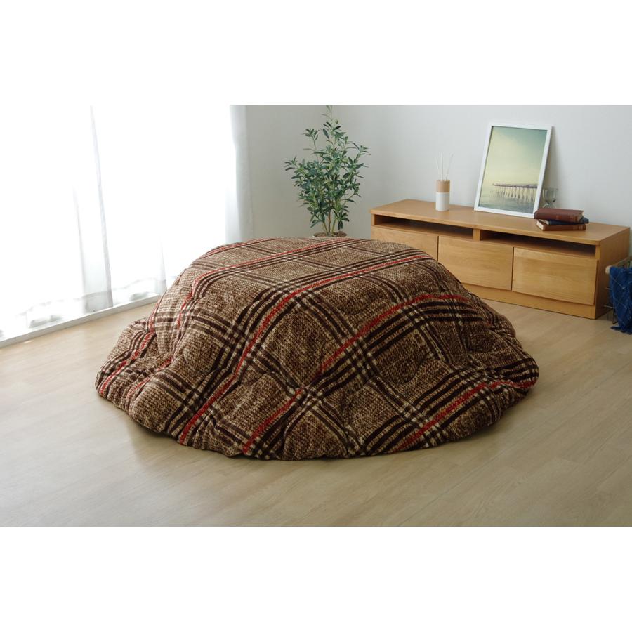 こたつ布団 丸型 円形  おしゃれ 薄掛け 丸 円 チェック シンプル 200cm 洗える 丸洗い フランネル 90cm こたつ対応 北欧 あったか 安い 新生活の画像