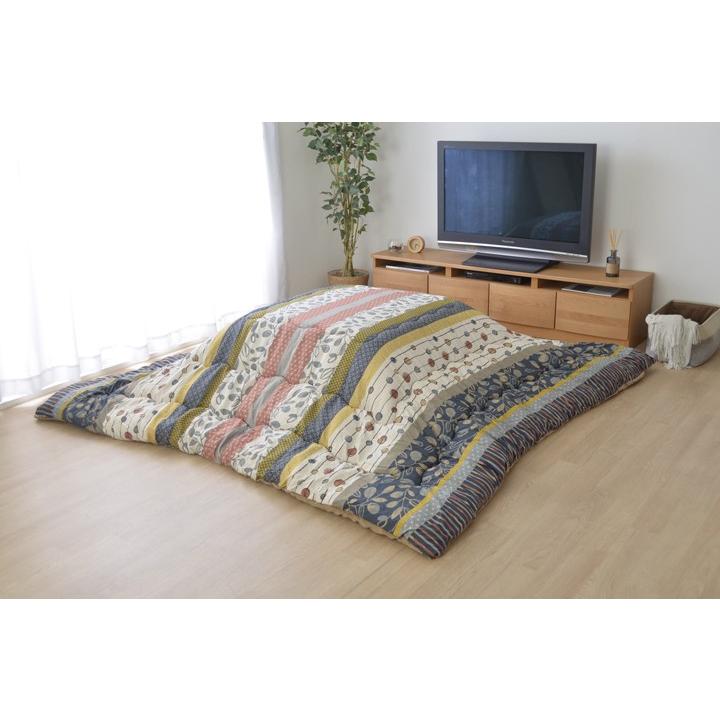 こたつ布団 長方形 掛け 国産 日本製 205×245cm 和モダン おしゃれ フランネル 105cm 120cm こたつ対応 ネイビー ブラウン 新生活_14