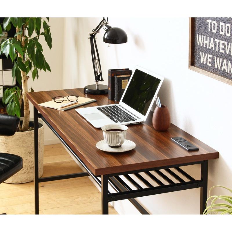 デスク 120cm おしゃれ コンセント USB 付き スリム 収納 棚 PCデスク