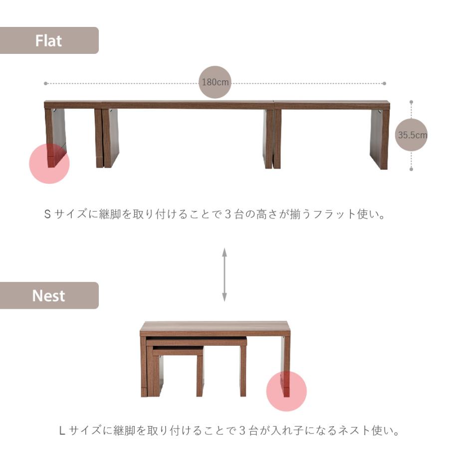 ネストテーブル ユニットラック コの字 おしゃれ テーブル ローテーブル テーブル リビングテーブル 幅90cm 収納 木製 北欧 モダン 一人暮らし 新生活｜sancota｜07