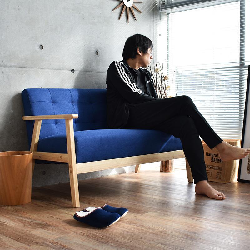 ソファ 2人がけ 2人掛け おしゃれ ファブリック 北欧 モダン 天然木