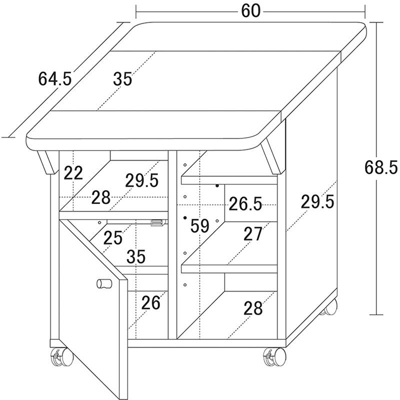 キッチンカウンター キッチンワゴン 幅60cm 両バタ ワゴン キッチン