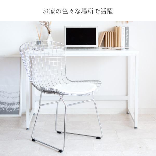 ワイヤーチェア おしゃれ スチール パーソナルチェア レザークッション