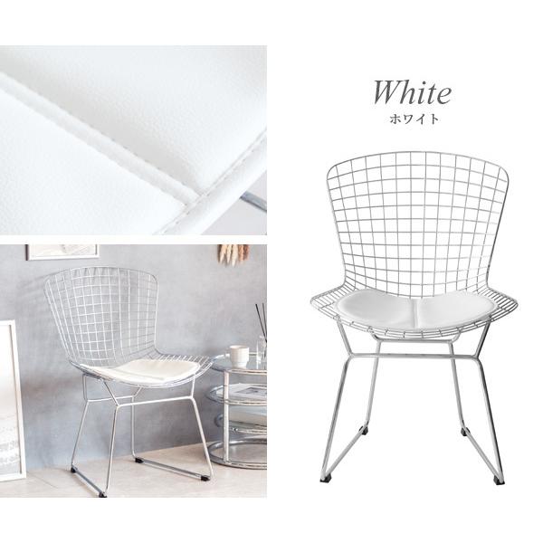 ワイヤーチェア おしゃれ スチール パーソナルチェア レザークッション