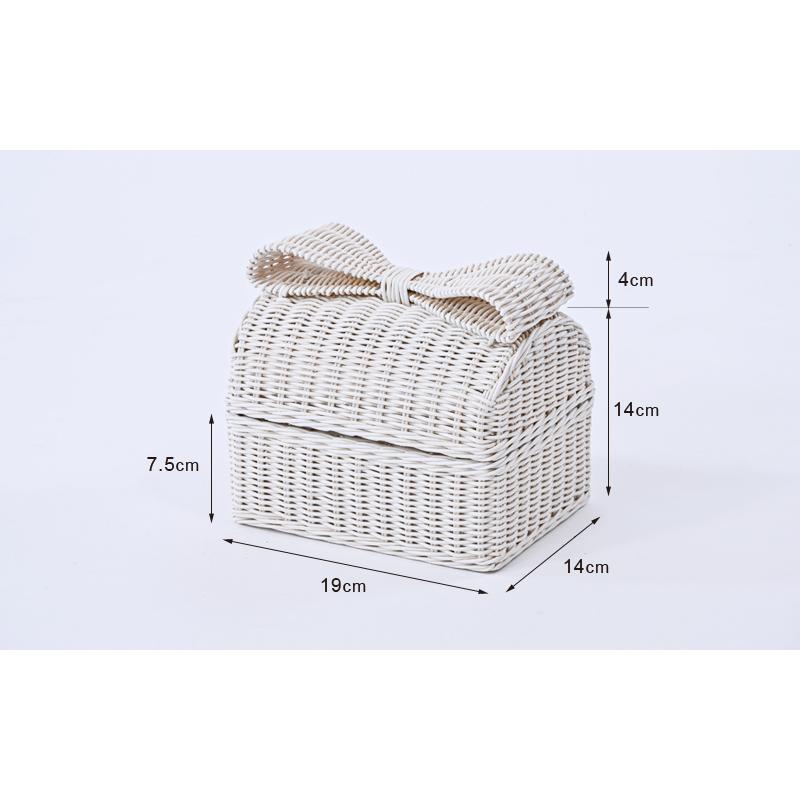 バスケット ラタン ふた付き フタ 収納 ホワイト 姫家具 ガーリー 籐