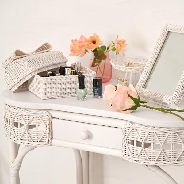 かわいいテレビ台♡収納♡バスケット付♡ガーリー♡北欧♡白♡ホワイト♡リボン♡花♡ HAGiHARA テレビ台 ローボード おしゃれ 収納 100 白 完成品